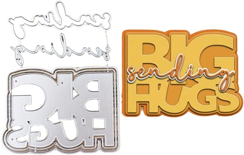 LZBRDY Sending Big Hugs Wishes Words Embossing Metal Cutting Dies for Card Making and Scrapbooking, Arts Crafts Birthday Thanksgiving Christmas Die Cuts Stencil - Image 1